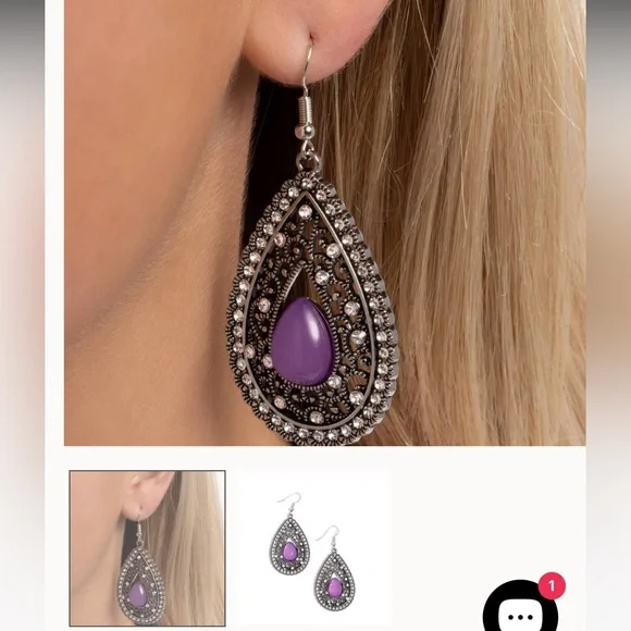 🟣☁️🟣 “CLOUD NINE COUTURE” PURPLE EARRINGS ~ PAPARAZZI❗️🟣☁️🟣 - Picture 4 of 4
